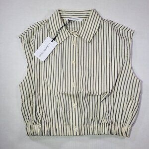 WeWoreWhat Striped Cropped Casual Button-Up Collared Shirt Size Small